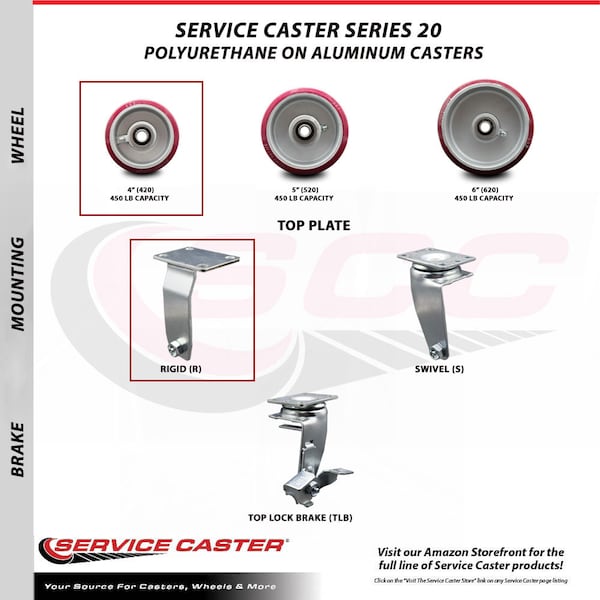 4 Inch Poly on Aluminum Wheel Rigid Caster with Ball Bearing